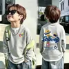 Camiseta Stylish de Manga Longa Estilo Coreano com Malha Waffle para Crianças, Nova Moda Primavera e Outono Camisa Base Casual Dois em Um para Crianças Maiores