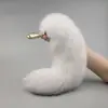 Plug Anal com Cauda de Pelo de Raposa Importado Lockink com Plug Anal de Metal Destacável para Diversão de Casais Sm no Quarto