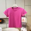 Camiseta Básica de Verano Versátil de Manga Corta Ajustada para Mujer con Cuello Redondo, Favorecedora y Elegante, Estilo Chica Caliente 12203