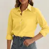 Camisa Nueva Europea y Americana 2025 Color Sólido Top Holgado Manga Larga Moda Lel Commuter Casual Ropa para Mujer