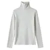 Capa base de cachemira para otoño e invierno para mujer, cuello alto, color liso, suéter de punto ajustado, engrosado, jersey de rayas simple, 6994