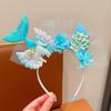 Diadema de Concha de Cola de Sirena Malla Diadema de Lentejuelas para Niños Horquilla Hecha a Mano de Princesa Súper Hada Adorno para la Cabeza de Mujer