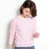 Suéter de Color Sólido para Primavera y Otoño, Nuevo Estilo Coreano Casual, Cuello Redondo, Holgado, Talla Grande, Camiseta de Punto para Mujer, Jersey, Venta al por Mayor
