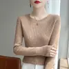 Suéter de malha de base slim fit gola redonda ready-to-wear de primeira linha transfronteiriço para mulheres 26 Outono/Inverno novo estilo cor sólida versátil slim fit de malha de base