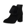Nuevos Zapatos de Tacón Alto con Plataforma para Mujer 2025 en Otoño e Invierno Zapatos de Cuero Gamuzado Botines Cortos Mate Zapatos de Mujer con Forro de Felpa Suela Suave de Algodón