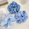 Diadema de Tela Vaquera Lavada Vintage Aro para la Parte Superior Alta de la Cabeza Aro Simple con Lazo de Puntos Accesorios para el Cabello para Salir