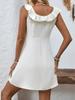 Vestido Corto de Tirantes sin Mangas con Volantes y Retazos de Color Sólido Casual Nuevo Verano 2025
