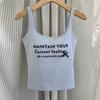 Camisola Estampada con Letras de Chica Dulce Americana para Mujer Verano Todo en Uno Copa Fija Ropa Interior Sin Uso Top Versátil