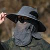 Sombrero de Pescador de Ala Ancha para Hombre Cubre la Cara y Protege el Cuello Protección Solar Sombrero para Recoger Té Verano Montañismo Transpirable Antimosquitos Secado Rápido Sombrero de Pesca