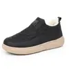 Inverno Novo Estilo Casual do Dia a Dia Versátil Sapatos Masculinos Cabedal de Tecido Veludo Engrossado Quente Resistente ao Desgaste Sapatos Masculinos Slip-On Sapatos de Pai