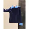 Suéter de Punto para Mujer Otoño/Invierno 2026 Estilo Nuevo Suéter de Cuello Solapa, Top Casual Juvenil y Suave de Manga Larga