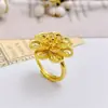 Oro de Arena Vietnamita Cobre Chapado en Oro Lujo Ligero Doble Capa Flor de Manzano Diseño de Boca Viva Anillo para Mujer Transmisión en Vivo Venta al por Mayor Transfronteriza