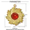 Flor de Piedra Natural Francesa Gota de Agua Diy Colgante de Acero de Titanio Geométrico Ovalado para Mujer Malachita Acero Inoxidable Joyería Colgante