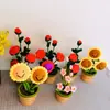Decoraciones de Interior Tejidas a Mano Similares al Estilo Xiaohongshu, Macetas de Flores Artificiales de Hilo de Ganchillo, Adornos de Flores Artificiales