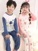 Pijama para Niños Ropa de Casa de Modal para Niñas Pequeñas y Estudiantes Conjunto de Verano de Seda Helada Pantalones de Manga Larga Juveniles