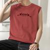 Puro algodão colete masculino fitness moda solta mangas camiseta esportes cintura larga ombro basquete moletom verão desgaste exterior