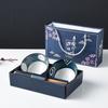 Juego de Cuenco y Palillos Estilo Japonés Regalo Creativo Práctico Cuenco de Porcelana Azul y Blanco Pintado a Mano Juego de Vajilla Cerámica Caja de Regalo con Logo Impreso