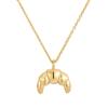 Colar P243453 de Aço Titânio Banhado a Ouro 14K com Pingente Croissant Mini Listrado de Design Nicho Estilo Simples e Personalizado