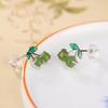 Pendientes de plata de ley S925 de Yilu con diseño de cereza de jade hetiano chapados en oro, bonitos y creativos, pequeños y exquisitos pendientes de moda.