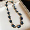 Brincos Ovais Banhados a Prata com Cravação de Diamantes Colar Simples de Luxo Leve Estilo de Corte Simples Conjunto de Joias Versátil para o Dia a Dia