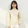Suéter de Lã Cashmere Hengyuanxiang para Mulheres 2025 Outono e Inverno Novo Estilo Cor Sólida Versátil Quente Gola Alta Suéter para Mulheres