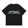 Real em estoque REPRESENTAM Coleção Eagle Shark Padrão Impresso Em Torno Do Pescoço Manga Curta Moda Hip Hop para Homens e Mulheres