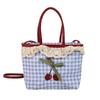 Bolso Pequeño de Moda Cuadros Cereza Dulce y Lindo para Niñas, Bolso de Playa Estilo Cesta, Nuevo Bolso Cruzado para Mujer