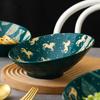 Vajilla de cerámica con relieve estilo japonés de 8 pulgadas, color bajo vidriado, cuenco creativo de boca biselada para ensalada de frutas, helado, helado, cuenco para fideos