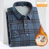 Camisa gruesa de invierno con forro polar cálido de cachemira para hombre, camisa básica de manga larga, a cuadros cepillada, casual de negocios, camisa gruesa