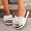 Pantuflas de exterior para mujer con lazo y suela gruesa 2026 verano nuevo transfronterizas talla grande sandalias de playa de una tira de lunares