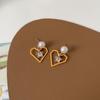 Nuevos pendientes de plata S925 con forma de estrella de amor y perla con aguja, estilo coreano, con corazón geométrico de temperamento dulce para mujer, B232