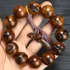 Pulsera de Madera de Azufaifo Natural Recolectada a Mano Sin Rayos, con Colgante de Vajra, Cuentas Budistas Estilo Chino para Hombre