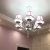 Lámpara de araña para habitación infantil nórdica, niña, princesa, pastoral, cálida, europea, lámpara de cristal rosa, lámpara principal para habitación de influencer, dormitorio