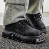 Zapatos Derby de Plataforma Gruesa para Hombre, Tendencia Punk Retro, Aumentadores de Altura, Nuevos Zapatos Casuales de Cuero con Puntera Ancha para Hombre, Personalidad Juvenil de Nicho