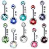 Clavo de Ombligo Doble Diamante de Acero Inoxidable Botón de Ombligo Grande Clavo de Ombligo Clavo de Pezón Clavo de Oreja Joyería de Piercing Europea y Americana 17 Colores Venta al por menor