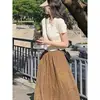 Camiseta de Manga Corta con Cuello Polo para Mujer, Tejido de Seda Helada de Verano, Cárdigan Delgado con Solapa Estilo Francés, Top Corto Inspirado en el Diseño