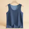 Ropa interior térmica de seda de morera y lana Sin marcas Ropa interior calefactora de terciopelo para hombre Chaleco base forrado de polar Top de cuello redondo de invierno