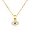 Ojo de Diablo Nuevo Colgante de Ojo Completo de Diamante Collar de Acero Inoxidable Versátil Conjunto de Pulsera Deslizante de Nicho con Cristal Azul