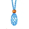 Collar Tejido con Colgante de Malla de Piedra Temu Transfronterizo Bolsillo de Malla Telescópico Ajustable Colgante de Malla Tejido a Mano con Cuentas de Madera