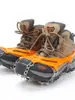 Crampons Antiderrapantes Coberturas de Sapato Espinhos para Escalada na Neve Corrente de 8 Dentes Aço Manganês Equipamento Simples para Exterior Garras de Gelo e Neve