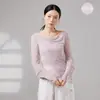 Top de Dança com Manga Patchwork de Renda Solta para Mulheres, Fluido, para Prática de Dança Modeladora Corporal Chinesa Clássica Moderna Adulta