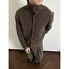 Fabricante por atacado: cardigan de tricô elegante, com visual maduro e gola alta para homens, de caimento solto, peça de outer wear de alta qualidade para outono e inverno, suéter moderno estilo coreano