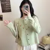 Estilo Coreano Primavera y Otoño Nuevo Suave y Gentil Dulce Fresco Bordado Pesado Cárdigan de Punto Chaqueta Suéter para Mujer