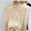 Camiseta Base Tencel Meia-Gola para Mulheres, Outono e Inverno, Forrada com Fleece, Espessada, Tecido Escovado, Camada Interna, Nova Blusa de Fleece Dupla Face de Inverno 2026