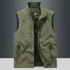 Chaleco Fino de Primavera y Otoño para Hombre, Ropa Exterior Holgada, Chaleco Deportivo, Ropa de Trabajo de Talla Grande para Exteriores, Chaqueta Chaleco Casual con Cuello Alto
