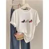 Camiseta de Manga Corta de Algodón Puro con Estampado de Pony de Dibujos Animados, Estilo Nuevo de Verano 2026 para Mujer, Top Amarillo Holgado Casual Versátil, Moderno