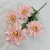 Nueva simulación ciruela Qi 4 Dalia fila de flores para boda flor falsa artesanal de jardín arreglo floral guía de camino flor de seda hecha a mano al por mayor
