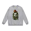 Sudadera con cuello redondo estampada de la marca de moda BAPE Ape Head, Nueva moda Hip-Hop Otoño/Invierno para Hombres y Mujeres, Cabeza de Simio Transfronteriza