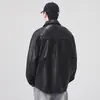 Chaqueta de Piel Sintética con Cuello de Solapa para Hombre, Tendencia Juvenil de Otoño, Estilo Biker Callejero, Chaqueta Casual Holgada Fresca y Versátil
