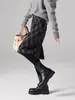 Falda de Cuadros Gruesa para Mujer, Nuevo Estilo Otoño e Invierno, Falda de Invierno Súper Elegante para Figuras Pequeñas, Falda Recta Única y Hermosa con Abertura
